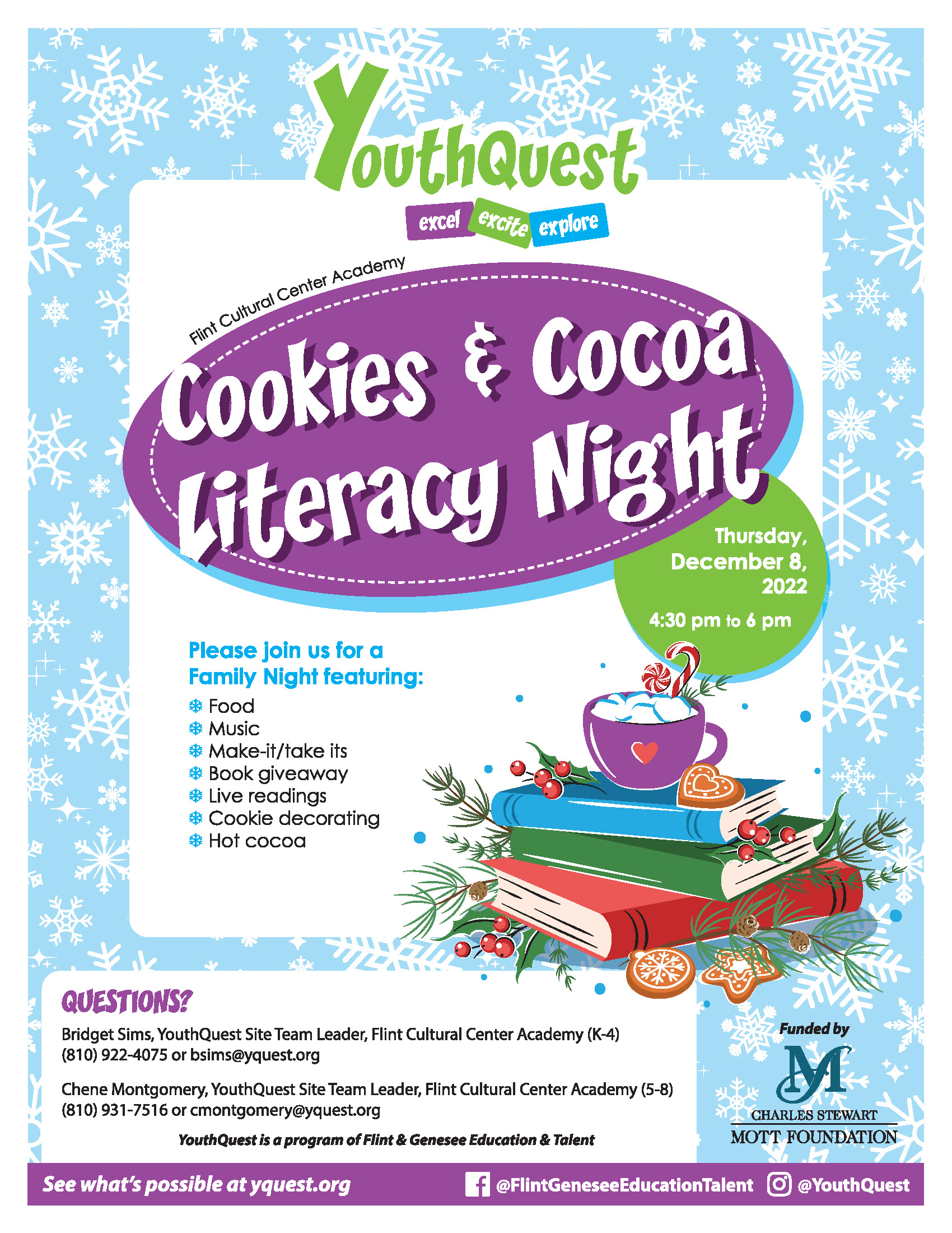Cookies and Cocoa Literacy Night at Flint Cultural Center Academy